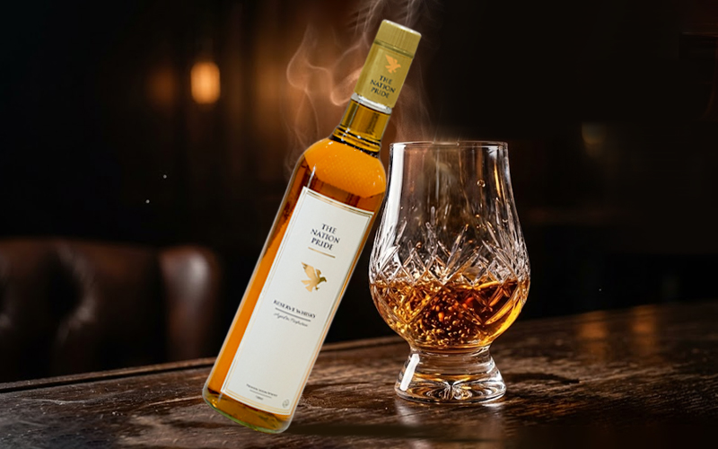 The Nation Pride Whisky Brand served in a whisky glass with rich aroma appeal