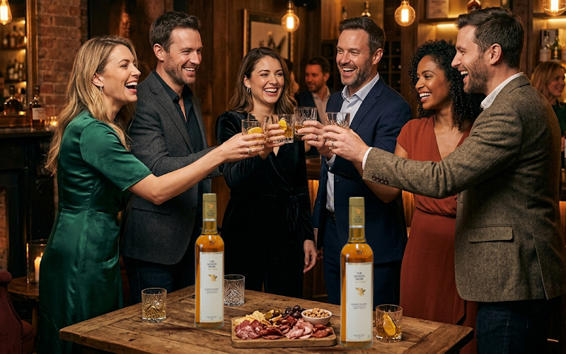 The Nation Pride Whisky Brand with amber whisky and ice cubes in a stylish glass