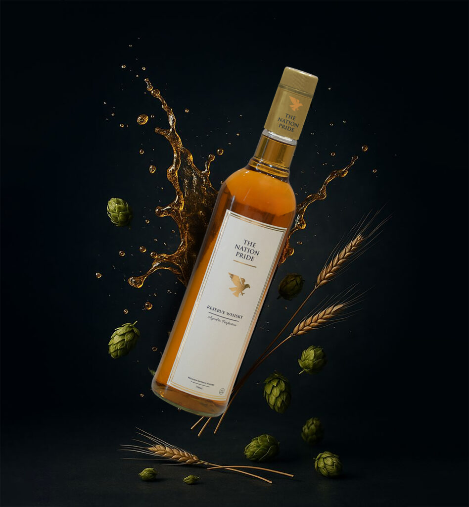 Top brand whisky elegant label close-up