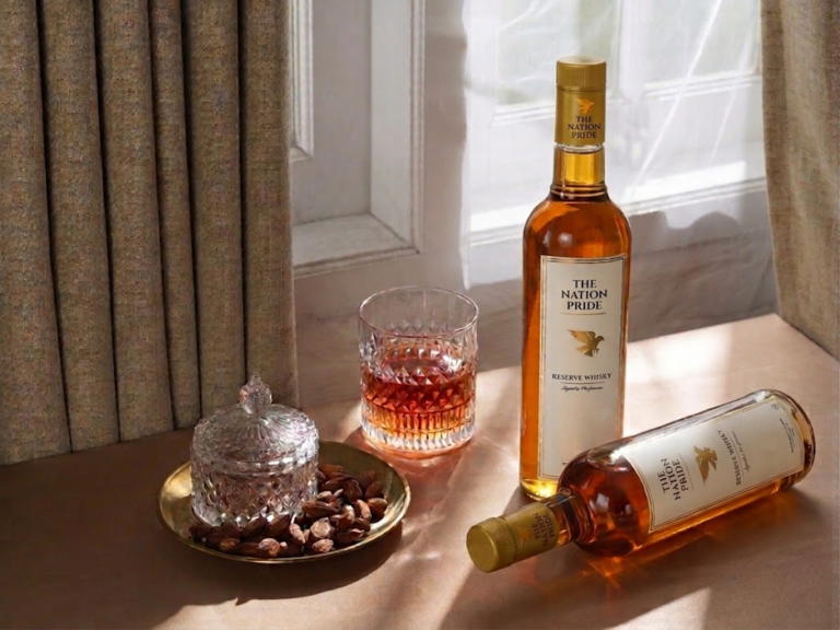 The Nation Pride Whisky displayed with premium packaging and design