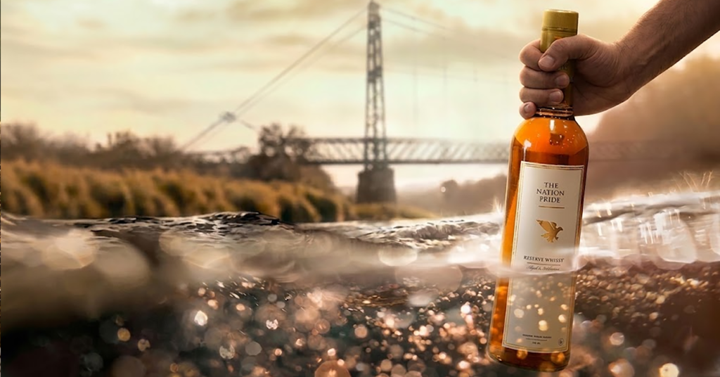 The Nation Pride Whisky featured among top whisky brands in India with premium bottle display