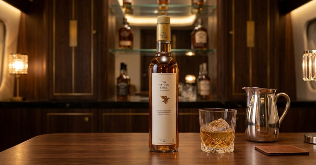 Affordable premium whisky in India with smooth taste and rich golden color in elegant bottle display